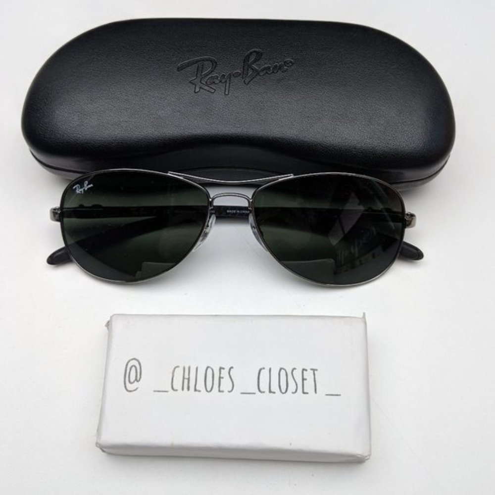 Ray-Ban Black Frame Green Lens Aviator Sunglasses